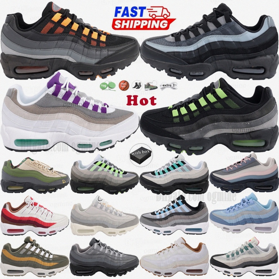With Box 95 95s Mens Women runner Casual shoes Triple Black White Anatomy Aegean Storm Beam Sequoia Stadium Green Red junior Stardust Cortiz Sports Trainers 36-48