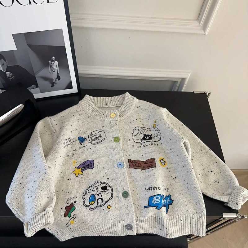 Cardigan Cardigan Han Xiaoxiao Early autumn knit cardigan new cartoon sweater jacket loose cardigan for boys and toddlers