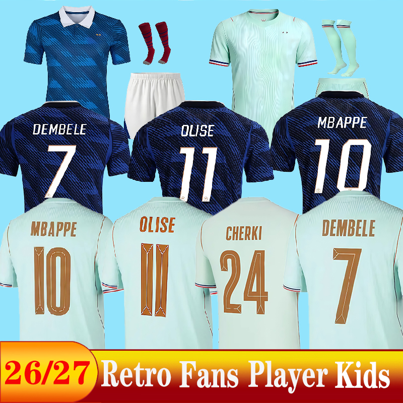 2026 FrEnCh MBAPPE soccer jersey 2026 2027 Home Away Maillots de foot enfants Men Football Shirt Kit 26 27 THAUVIN BARCOLA OLISE EKITIKE KANTE DEMBELE GIROUD SALIBA