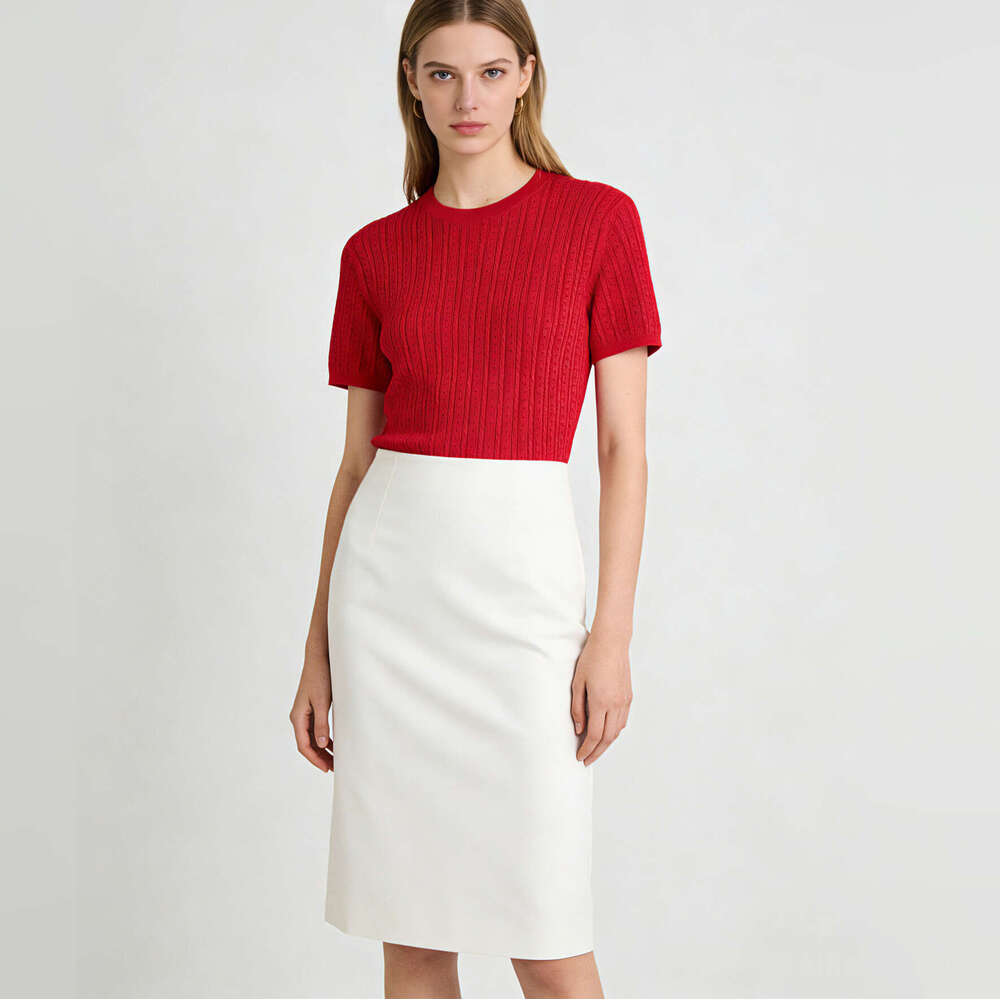 2026M's new summer fashion retro k30 twist slim-fit round-neck short-sleeve pullover knit top for women