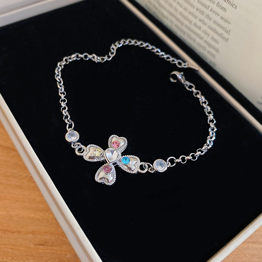 Sweet cool ins-style zirconia cross flower bracelet and earrings light luxury high-end jewelry set, niche stylish accessories - view 8