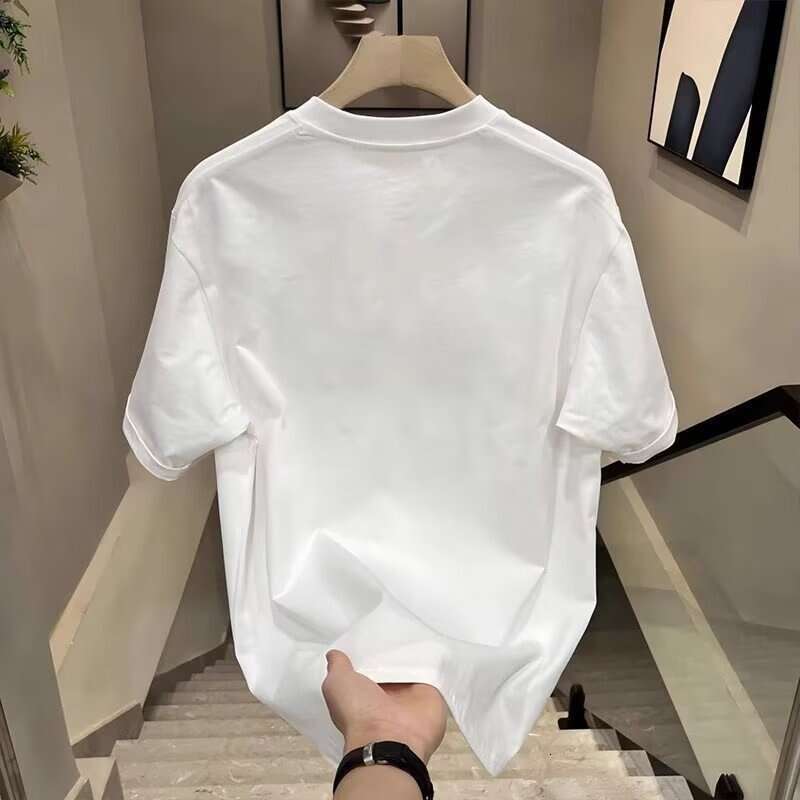 Neck Embroidered Short Sleeve Summer Fashion Men's Trendy Casual Couple Light Luxury T-Shirt Versatile