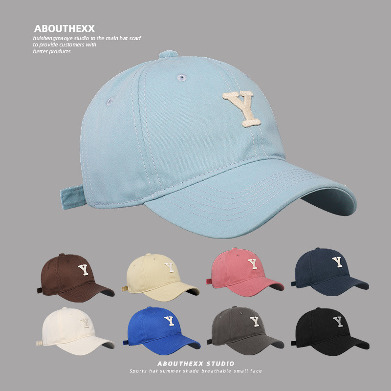 Soft-top Y-letter women, spring and summer Korean style versatile baseball cap, casual couple's cap that makes the face look smaller, trendy for 