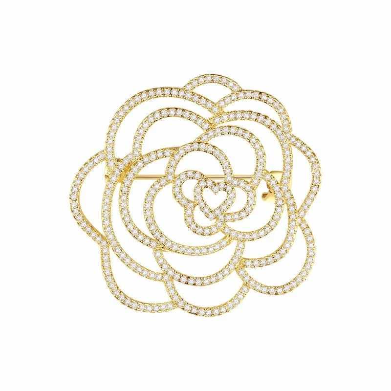 womens camellia hollow brooch trendy luxury exquisite accessory pins Z260401