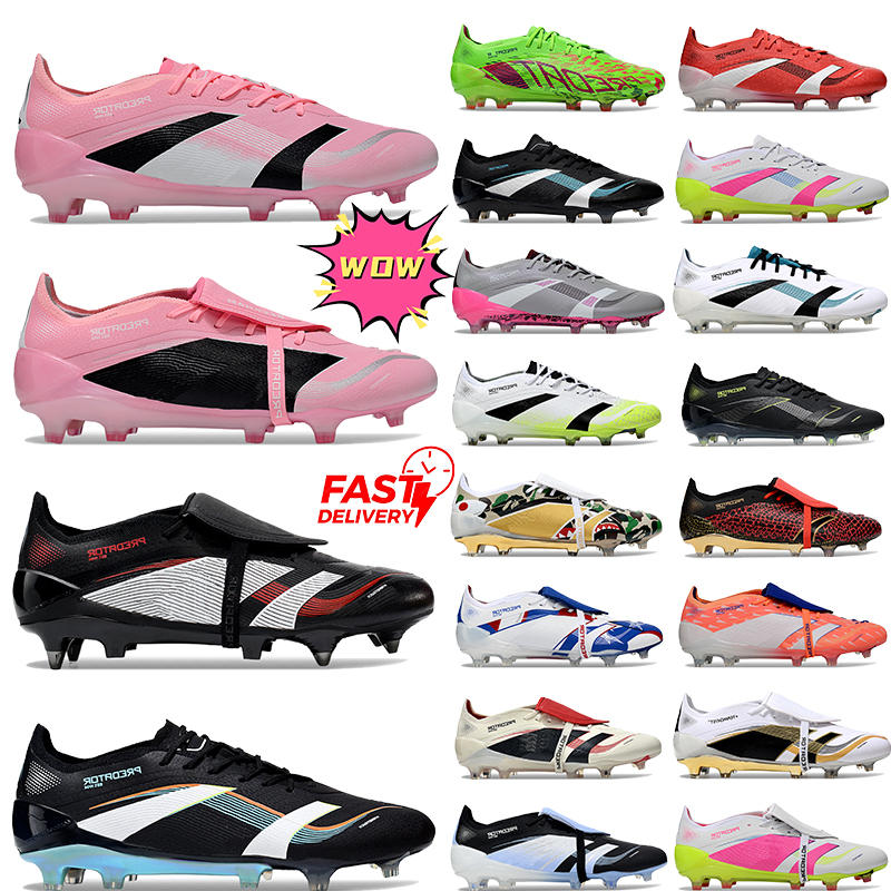 2026 NEW soccer cleats for women men Durable Leather Breathable Comfortable football boots Predater 25 Elite Long-spike sneakers the football gal Classic color