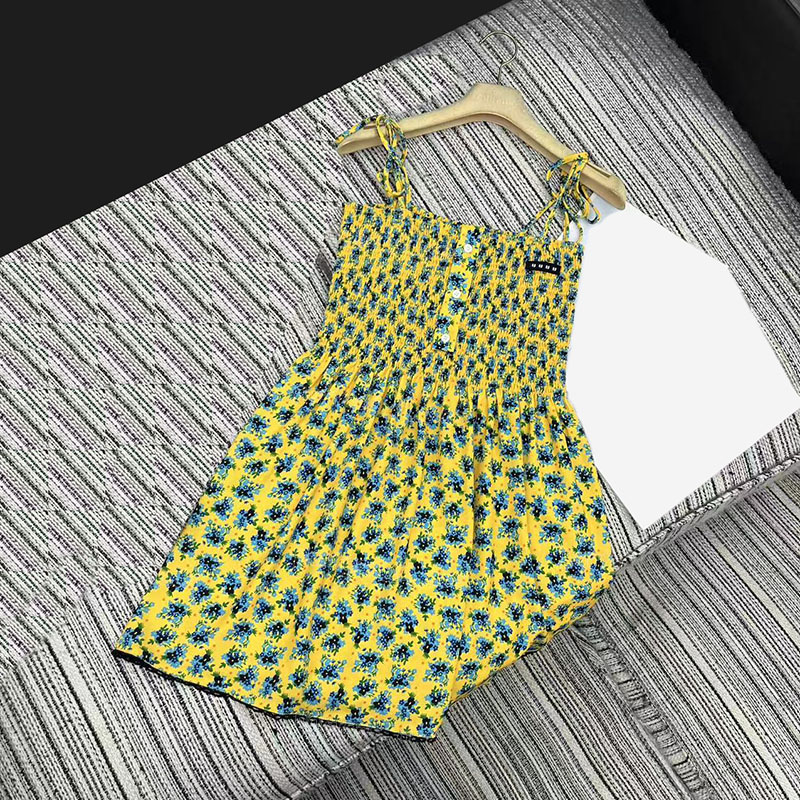 Luxury Sunflower Mini Dress For Women Elegant Sleeveless Minidress Designer Summer Vacation Birthday Party Wedding Dinner Dresses