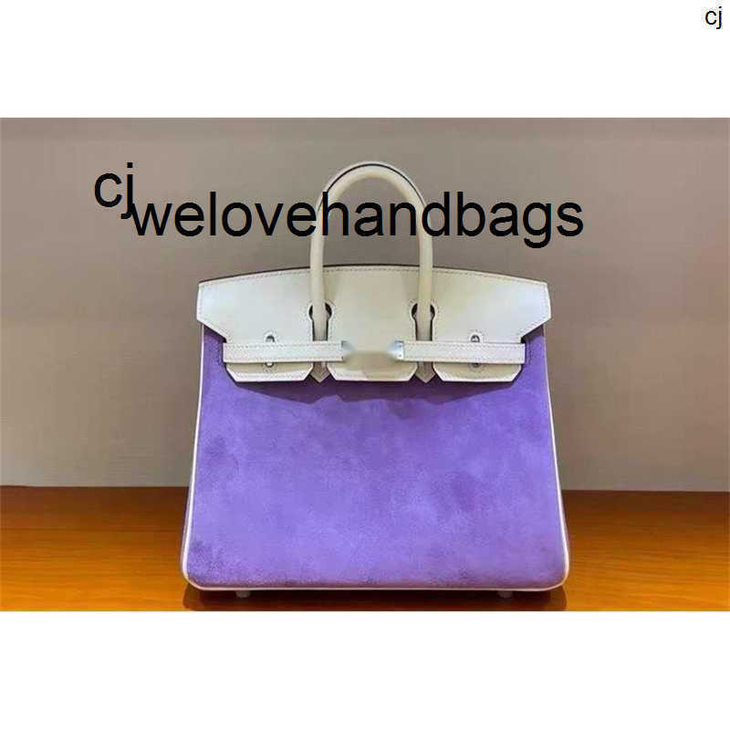 Top Tote Handbag Hm1 Hand Sewn 25cm Handbag Swift Leather And Suede Lavender Purple Handmade Handbags Sliver Buckle 25cm 30cm 35cm 40cm Cjgood 52SB