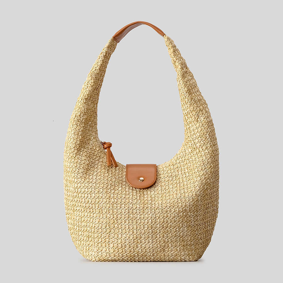 Casual Large Capacity Woven Dumpling New Women S Straw Underarm Color Block Summer Beach Shoulder Bag