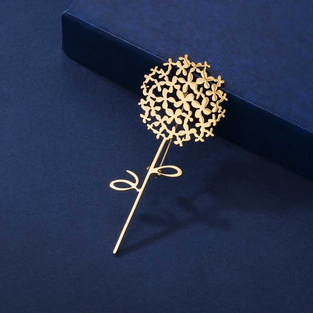 Dandelion Flower Brooch Minimalist Hollow Metal Lapel Pin Gold Silver Tone for Women Wedding Bridal Party Dress Accessory Z260401