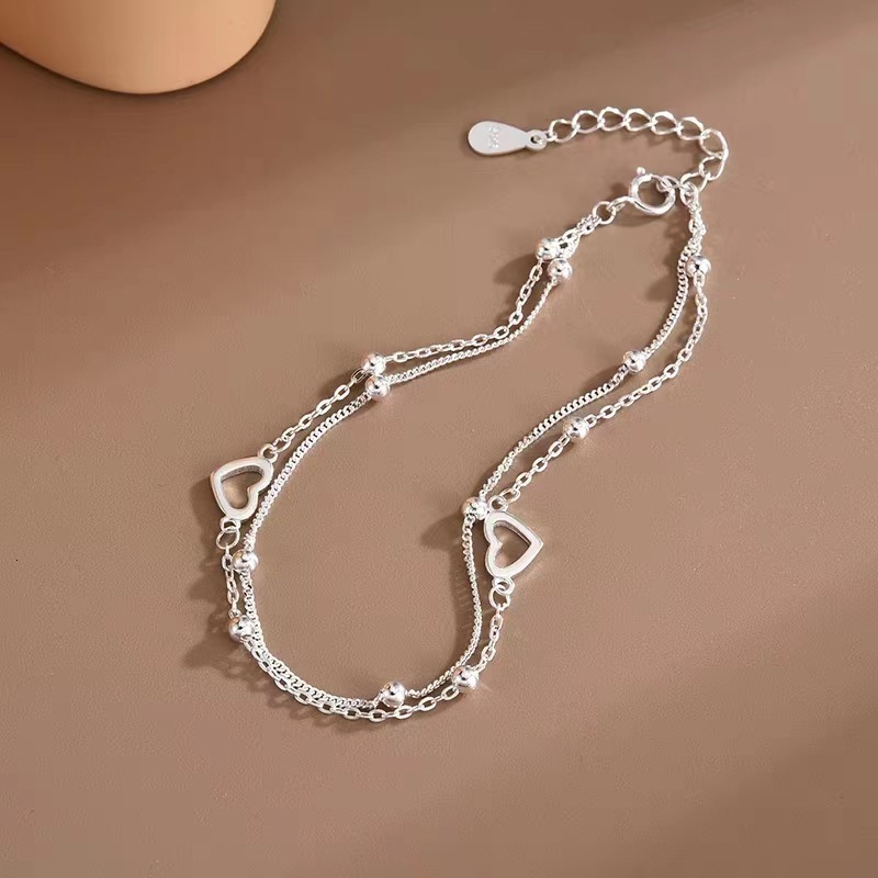 Lady's Double Heart-shaped Bracelet Designer Luxury Item With Unique Design High-end Texture Light Luxury Style Unique And Simple Jewelry