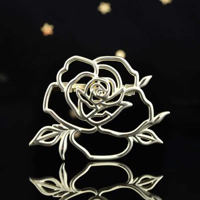 1pc Korean Simple Hollowed Out Rose Brooch For Women Men Unisex Corsage Pin Temperament Suit Coat Party Accessories Gift Z260401