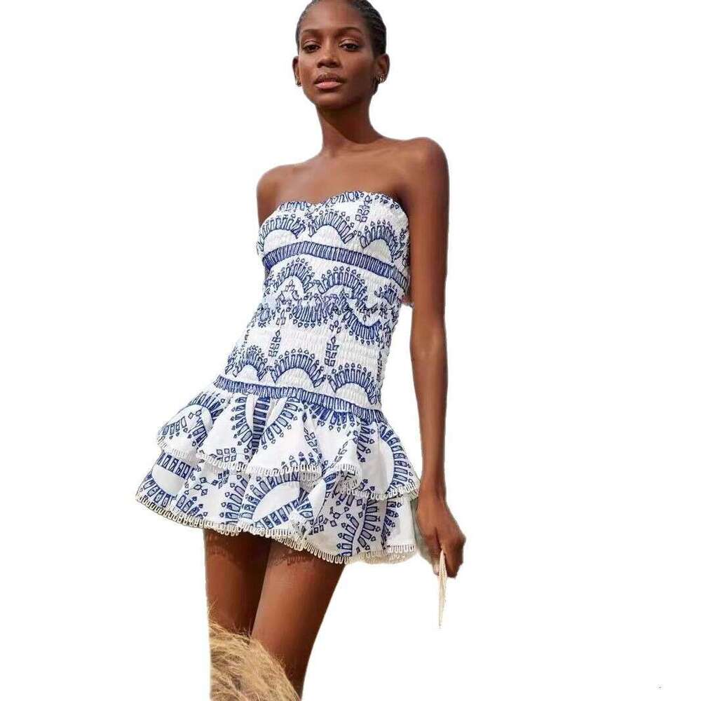 Designer women's niche k30 fashion brand sexy elastic corset dress with ruffled hem, suitable for vacationing women