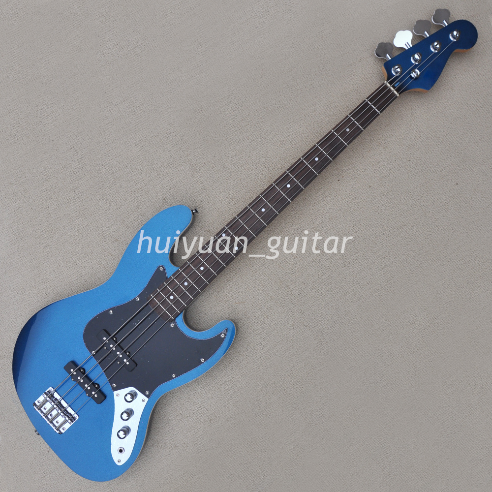 Metal Blue 4 Strings Electric Jazz Bass Guitar with Rosewood Fingerboard 20 Frets
