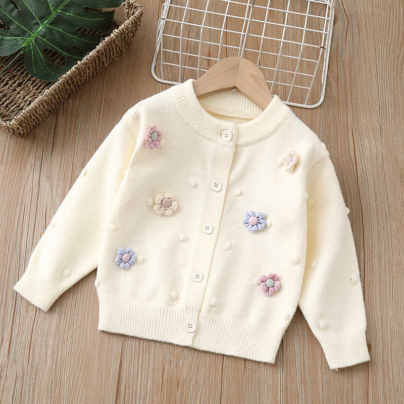 Cardigan Cardigan Girls Sweater Cardigan Knitted Sweater Children's Clothing Jacket Autumn Winter New Handmade Flower Girl Baby Girl Top
