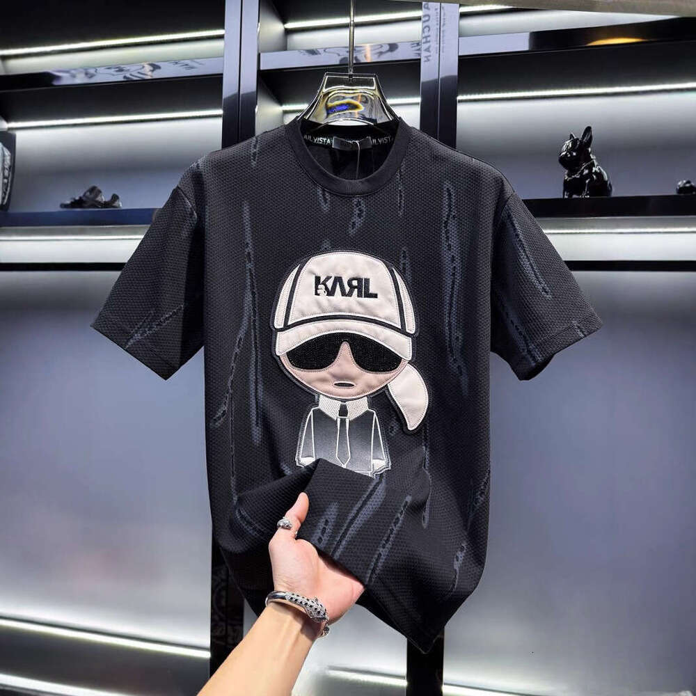 European High-End Embroidered Cartoon Short-Sleeve T-Shirt For Men Trendy Brand Lightweight And Breathable New Summer Men's Half-Sleeve Shirt Lua