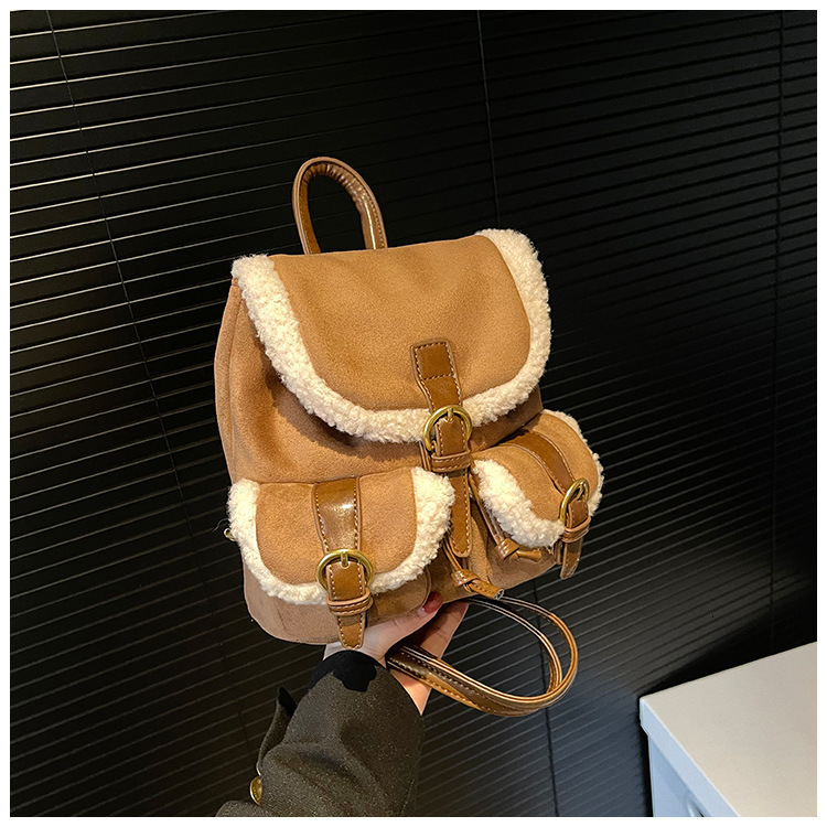 Fashion Suede Shoulders Bag Womens Winter Versatile Backpack Exquisite and Fashionable Mini Rucksack Female 251225