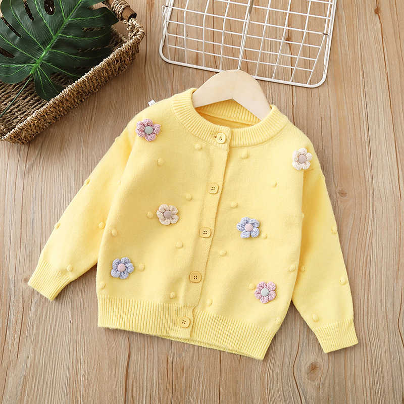Cardigan Cardigan Girls Sweater Cardigan Knitted Sweater Children's Clothing Jacket Autumn Winter New Handmade Flower Girl Baby Girl Top