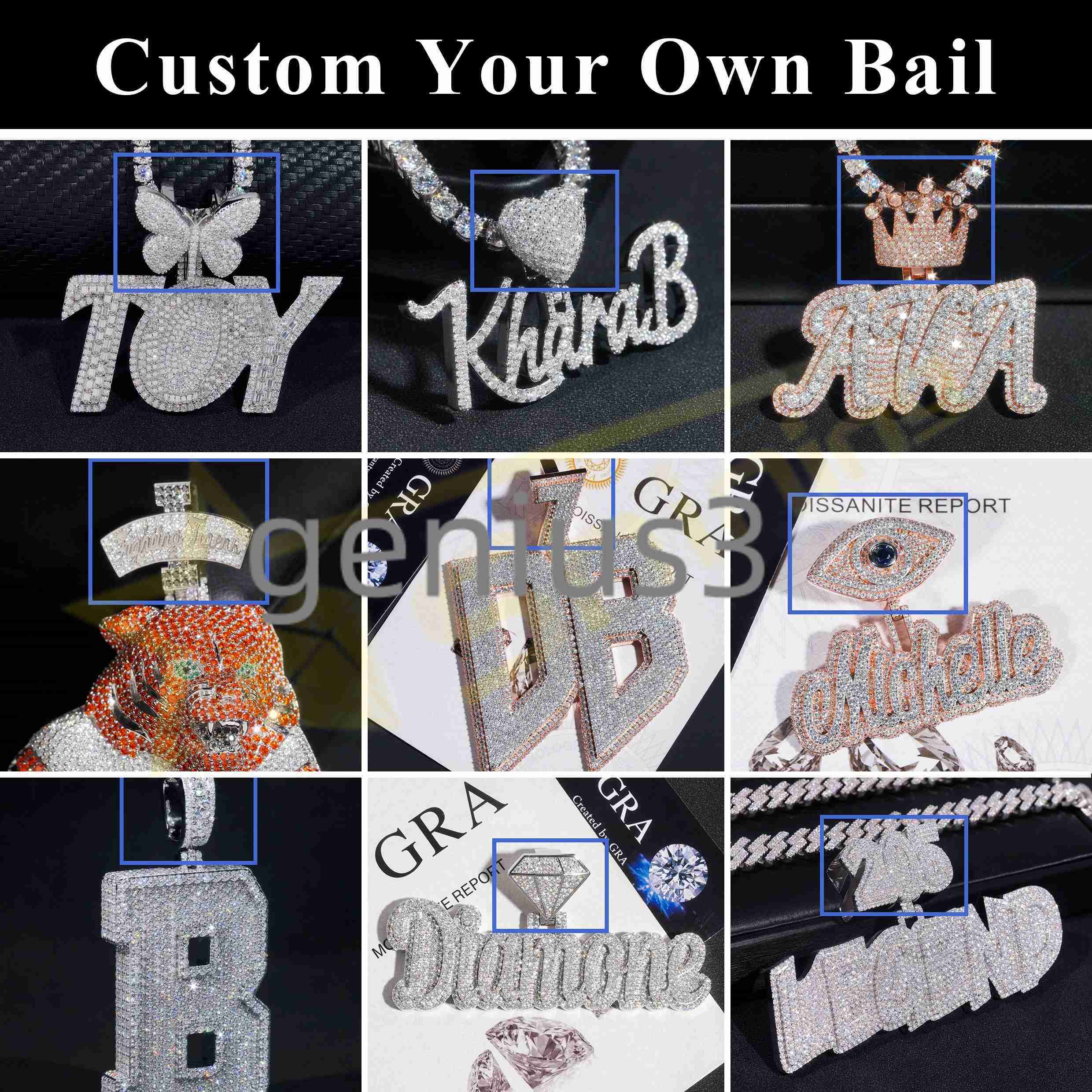 Pass Diamond Tester 25 Width Moissanite Diamond Iced Out Rose Gold Iced Out Custom Picture Pendant