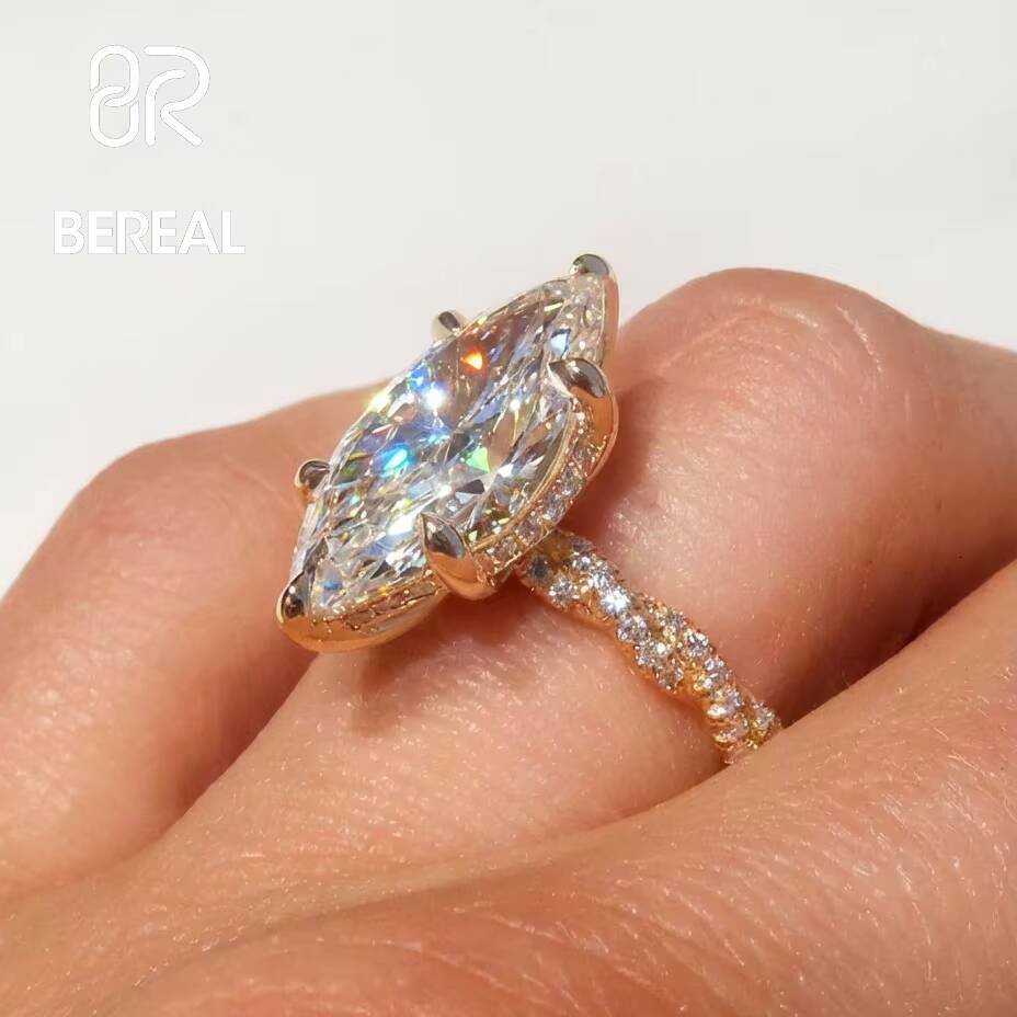 IGI Certified Marquise CVD Lab Grown Diamond Twisted Vine Ring Custom 925 Silver Vvs Lab Created Diamond Engagement Ring Jewelry