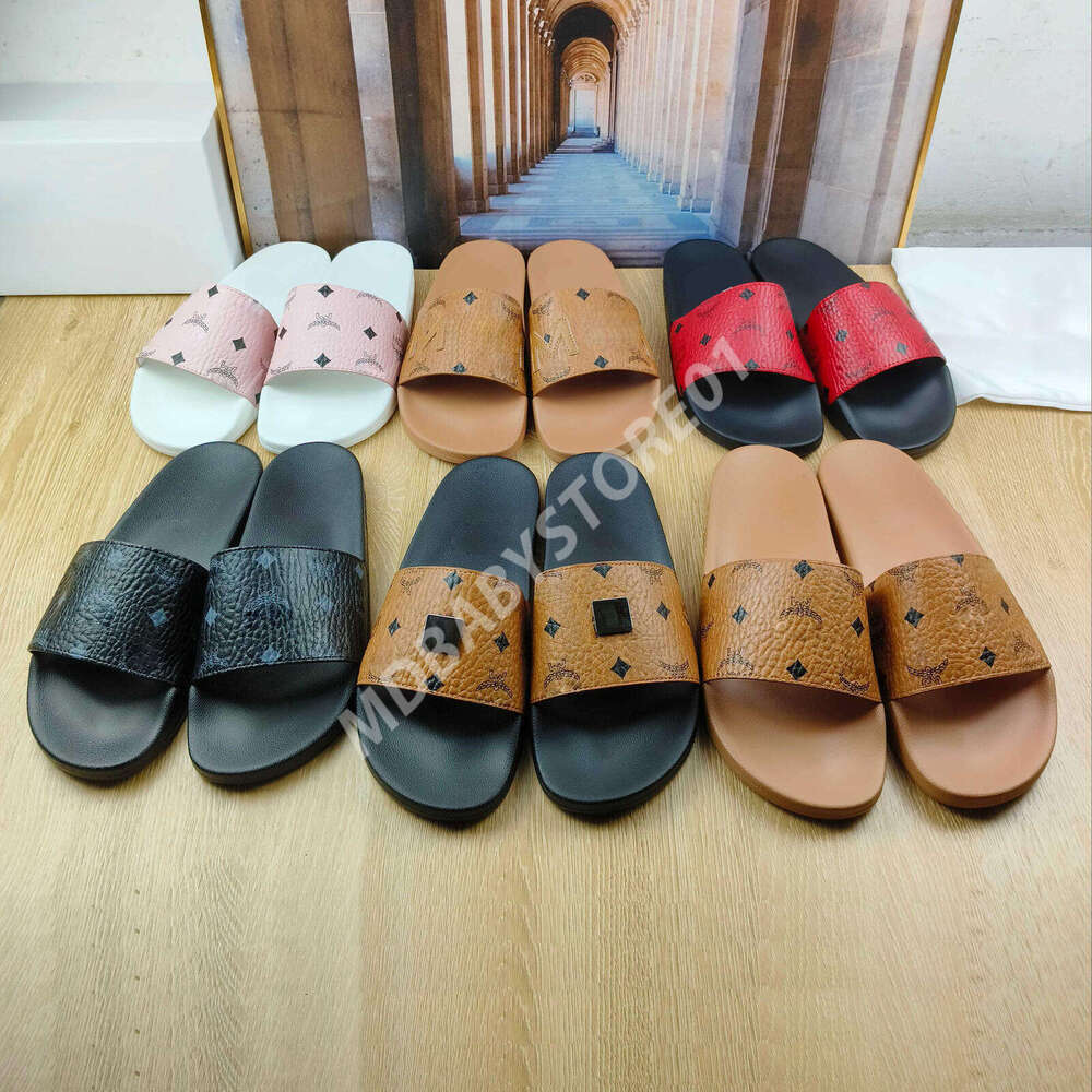 Top Quality Designer Mcm Mens Sandals Womens Slidess Luxury Shoe Designer Man Sandal Women Slipper Printed Visetos Mcmlies Summer Beach Fashion Outdoor Sliders 29b