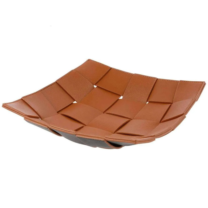 Leather Key Bowl Reversible Phone Wallet Coin Desktop Storage Tray Organizer Square Weave Nightstand