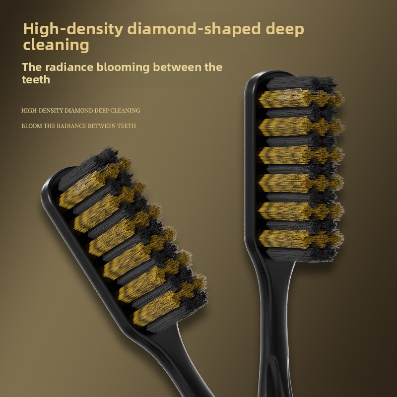 Toothbrush Spiral Medium Stiff Bristle High End Black Gold Long Head For Men Adult High Value Handle Gift Box Home Use