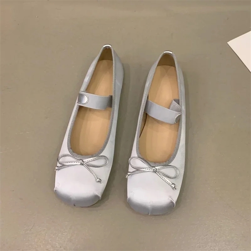 Satin Silk Loafer Ballet Shoes, Pink Rounded Toe Flats with Bowtie Closure 260325 - view 5