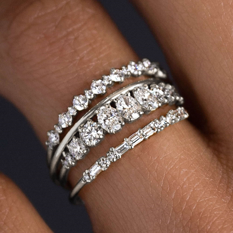 Geometric Designer Women's Rings Affordable, Sparkling, and Fashionable Ring Sets 4-Piece Engagement and Wedding Jewelry Sets for Women's Da