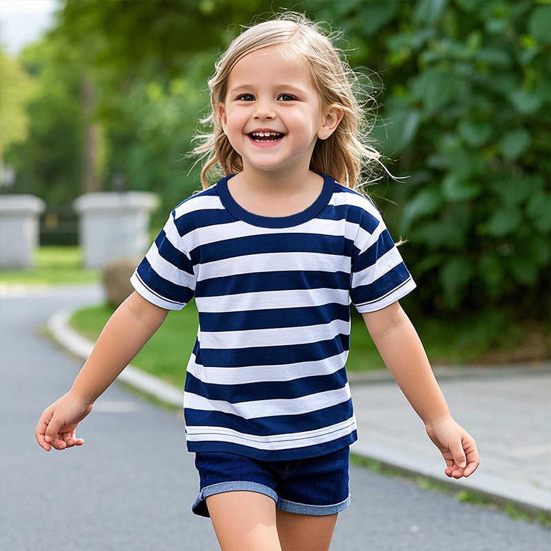 T-shirts T-shirts Summer Striped Short Sleeve T-Shirt for Boys, Trendy Brand, Ins Style Niche Half Sleeve Casual Children's Top