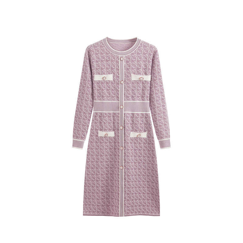 Autumn and winter women's clothing k30 fashion designer trend new high-end small fragrance style long sleeved A-line knitted women's clothin