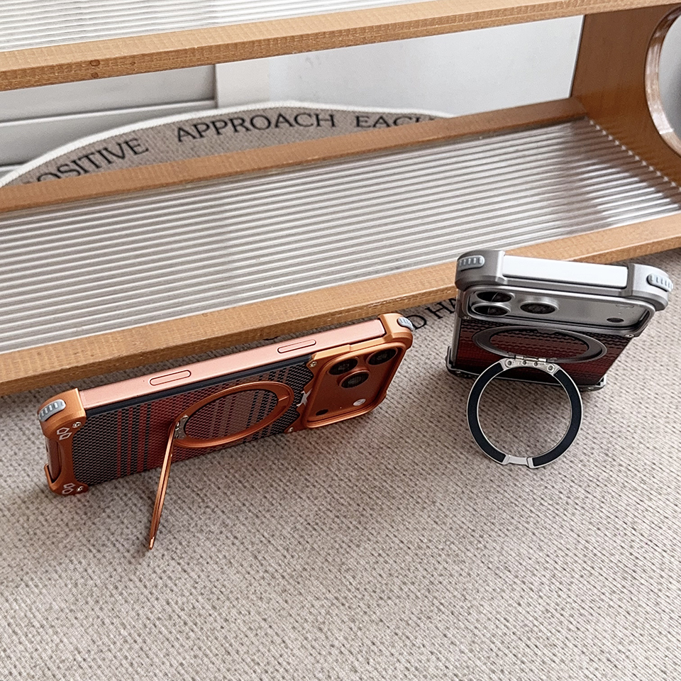 FASTAND Carbon Fiber Texture Metal Lens protection Phone Case For iPhone 15 Pro Max MagSafe Magnetic Wireless Charging Cover