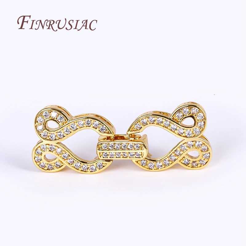 18K Gold Plated Inlaid Zircon Closure Fasteners Lock ClaspsHandmade Decorative Connector Fastener Pearls Clasps Supplies Z260401