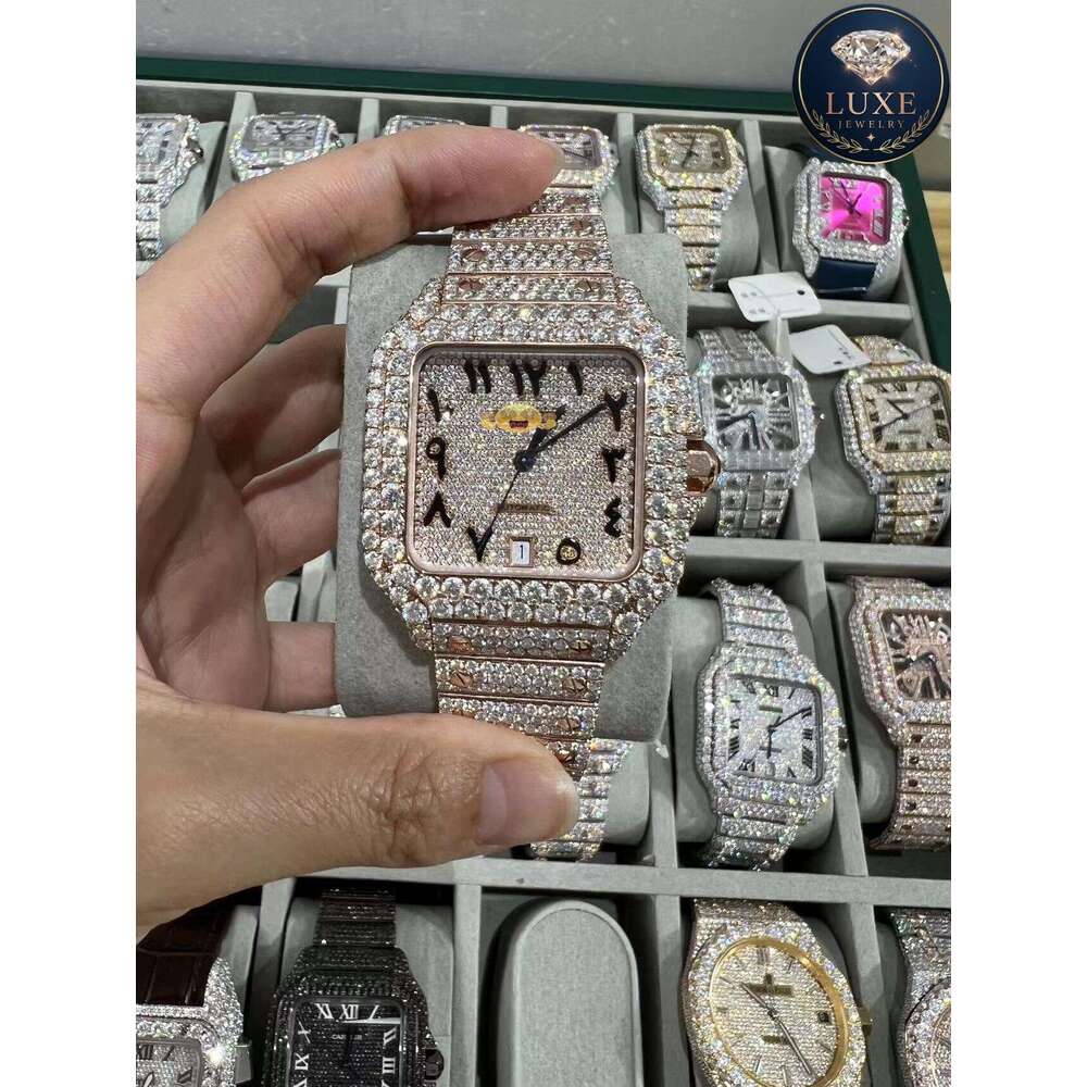 Men's Designer Moissanite Watch - D Color VVS Iced Out Full Automatic Mechanical Movement with Wholesale Price & Free Shipping