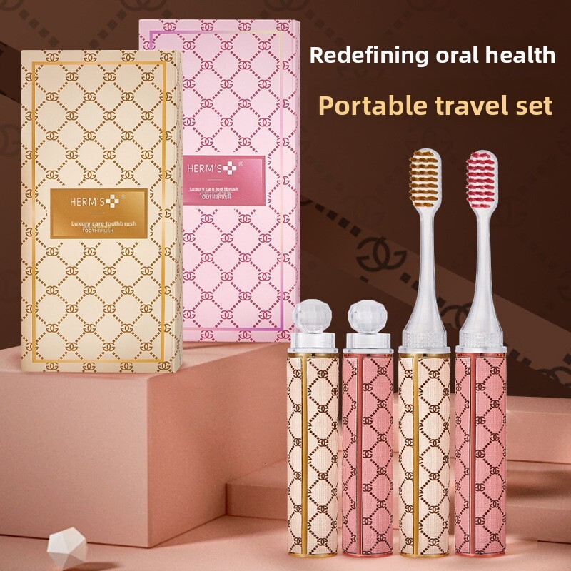 Toothbrush High End Lipstick Style For Women Household Tooth Care Portable Hotel Business Trip Soft Bristled Gift Box