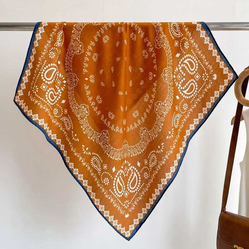 Cashew Flower Cotton and Linen Headband Silk 70 Small Square Scarf Womens Thin Scarf Linen Headscarf Versatile H260331
