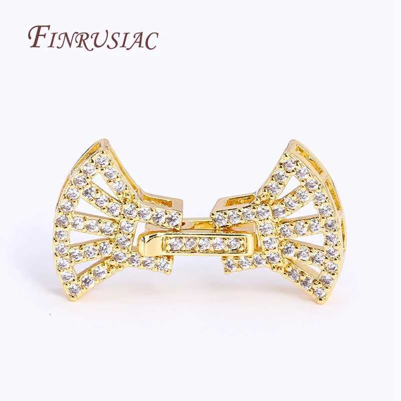 18K Gold Plated Inlaid Zircon Closure Fasteners Lock ClaspsHandmade Decorative Connector Fastener Pearls Clasps Supplies Z260401