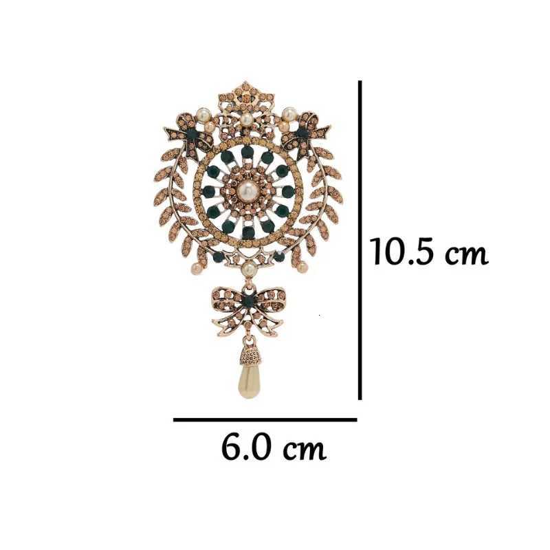 Exaggerated Vintage Women Luxury Baroque Pendant Rhinestone Large Brooches Pins Retro Middle Style Lady Party Banquet Badges Pin Z260401