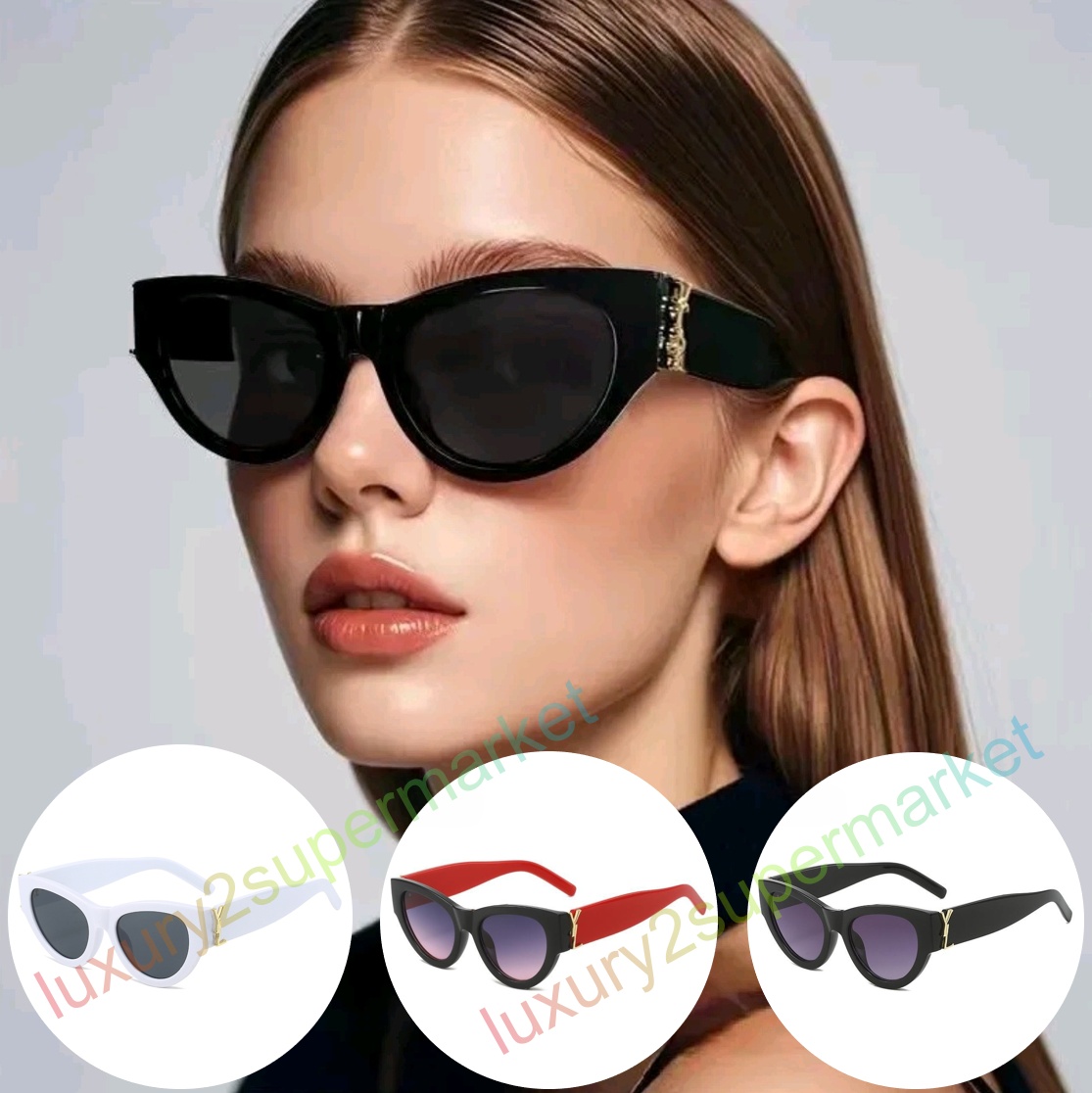New Arrival Cat Eye Sunglasses Women Oval Glasses Vintage Brand Elliptic Square Sun Glasses for Female Shades Female Eyewear YSLly zonnebril