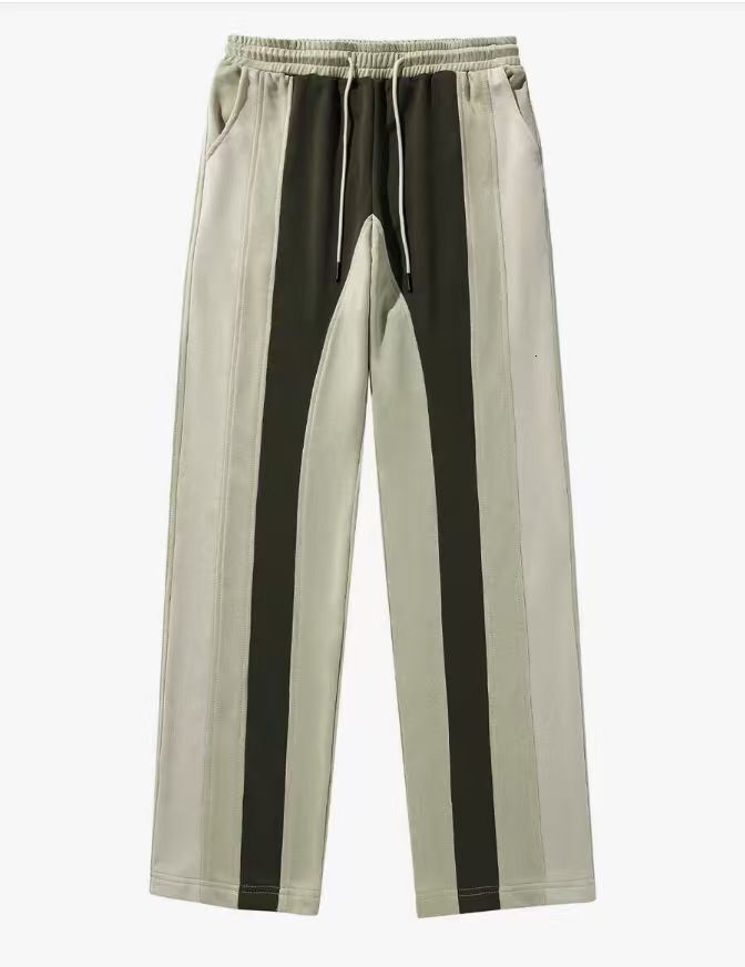 autumn and winter white striped sweatpants, loose printed wide-leg pants, men's straight-leg sports pants, versatile casual trousers