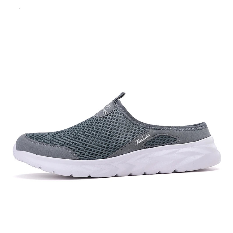 Plus size 39- 47 Summer Men Half Slippers Lightweight Casual Shoes Outdoor Male Flat Slippers Anti-slip Mesh Slip on Loafers 260625 - view 4