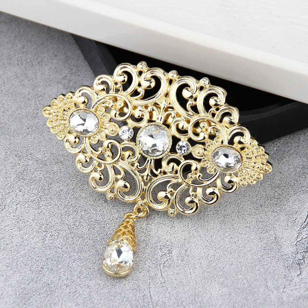 Sunspicems Fashion Arabic Flower Caftan Brooch Pins For Women 18K Gold Color Morocco Algeria Wedding Jewelry Crystal Bijoux Gift Z260401