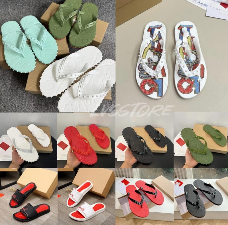 Designer sandal black white red Slippers summer pool rivet Flip Flops outdoor Sliders Men bottom luxury Mule beach rubber sandal flat Women slide Casual shoe sandale