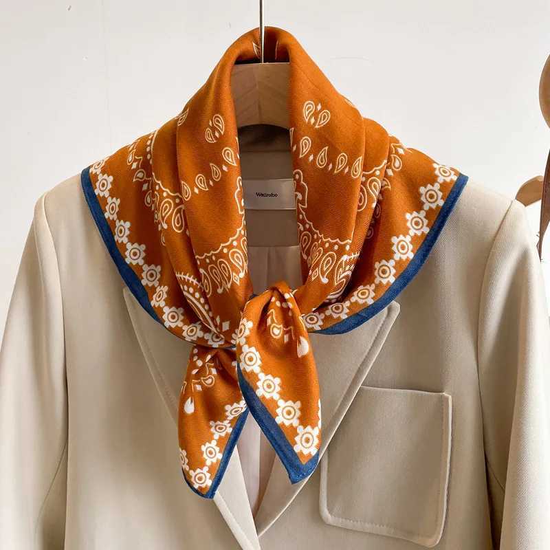 Cashew Flower Cotton and Linen Headband Silk 70 Small Square Scarf Womens Thin Scarf Linen Headscarf Versatile H260331