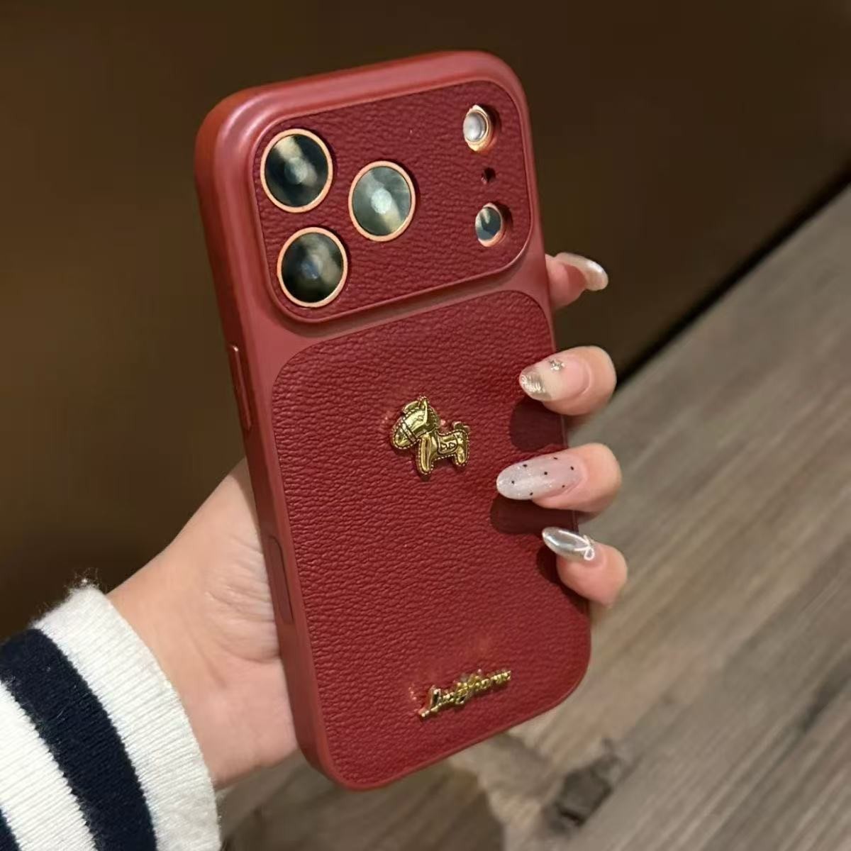 Ins wind leather pattern retro pony for iPhone iPhone case love New Year