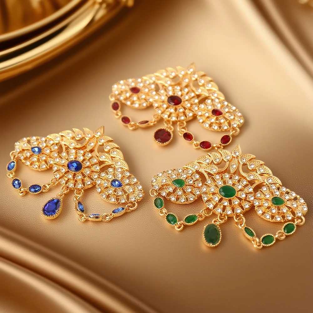 Gold plated moroccan vintage brooch for women arabic middle east bridal brooch pin caftan jewelry Z260401
