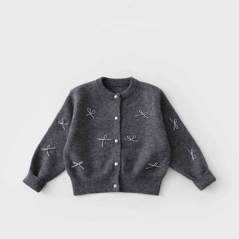 Cardigan Cardigan Girls' Wool Sweater Autumn/Winter Korean Style Round Neck Knitted Cardigan with Stylish Bow