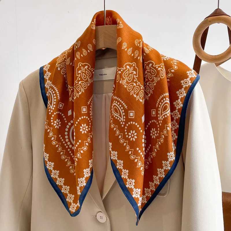 Cashew Flower Cotton and Linen Headband Silk 70 Small Square Scarf Womens Thin Scarf Linen Headscarf Versatile H260331