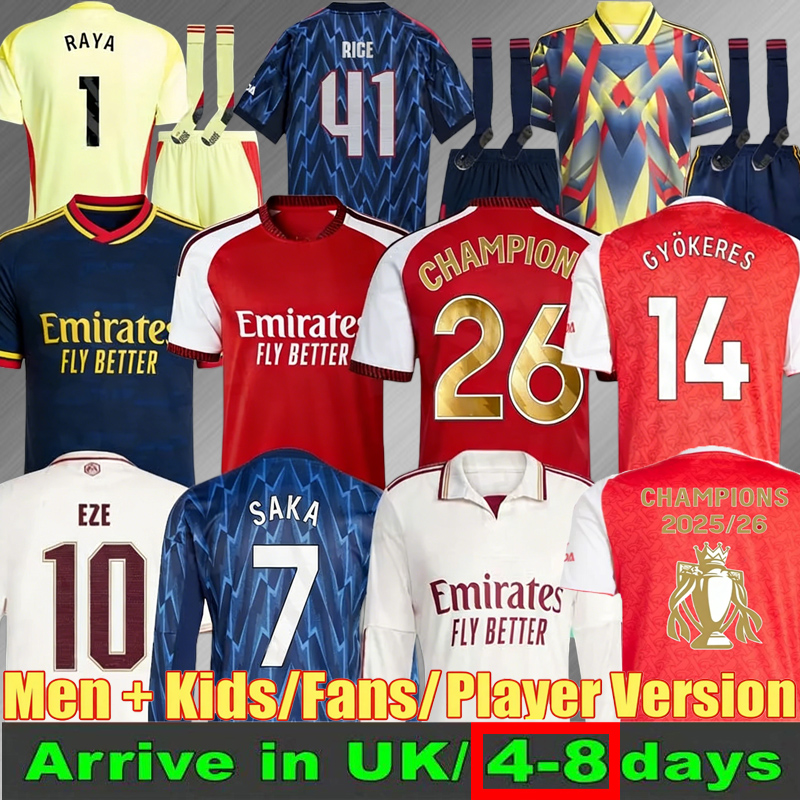 25 26 27 CALAFIORI soccer jerseys RICE SAKA Fans Player MADUEKE ZUBIMENDI 2025 2026 football shirt Men Kids ODEGAARD SAMBI VIEIRA Gyokeres HAVERTZ Lewis-Skelly EZE