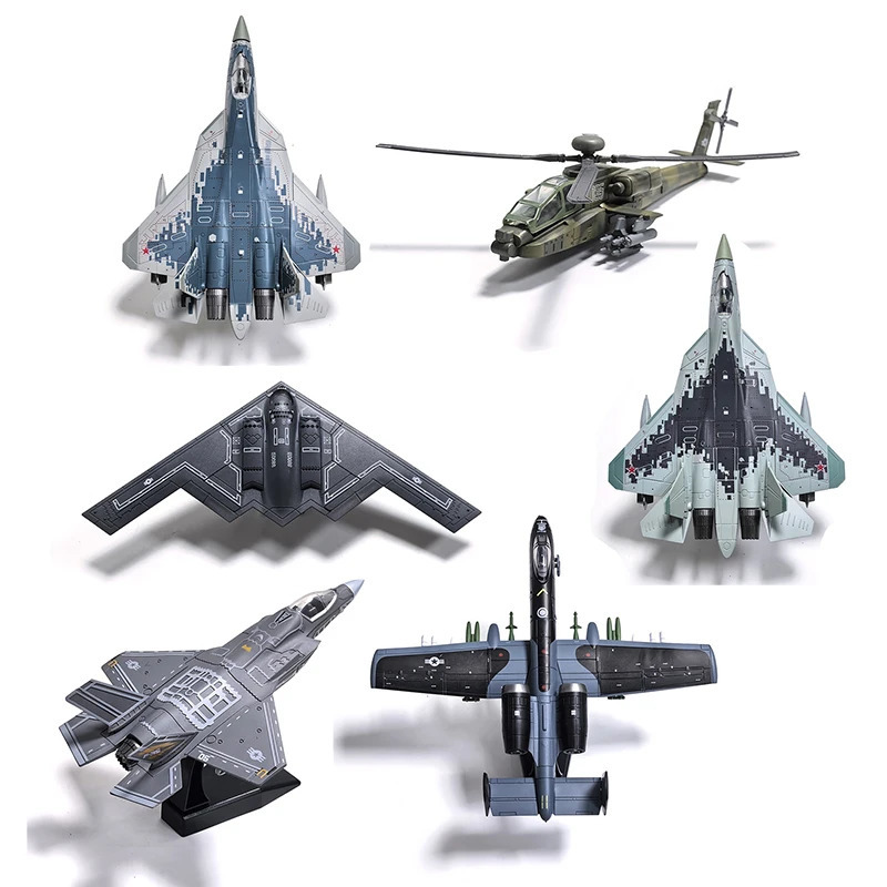 Creative Military Series Building Blocks B2 Stealth Bomber F22 A10 SU57 Fighter Helicopter Model Toys For Kids Gift 260331