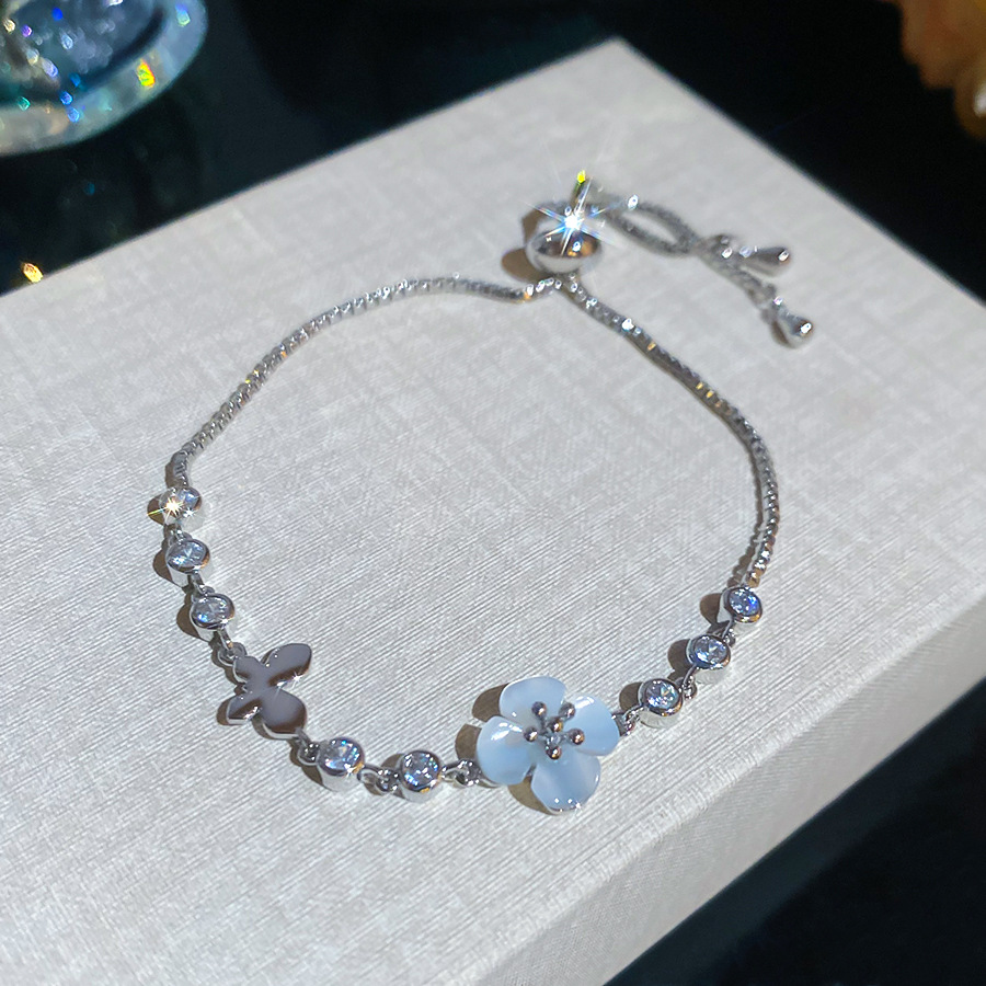 Forest-style fresh elegant zircon cat's eye stone flower bracelet, light luxury high-end feel, sweet and versatile women's jewelry - view 4